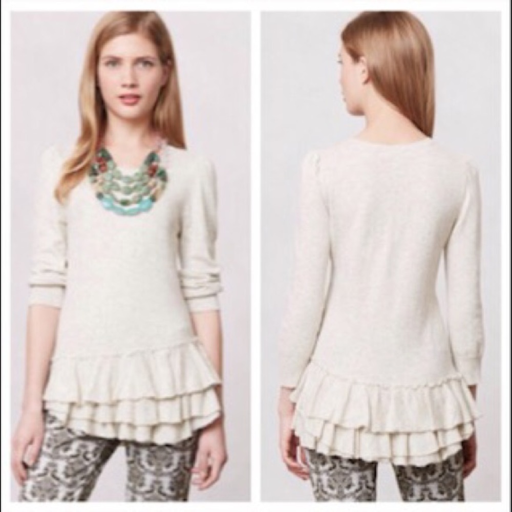 Anthro Tiered Ruffle Sweater